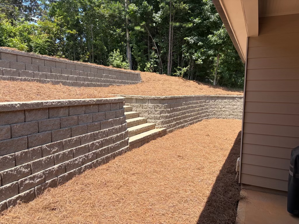 Example of Retaining Wall Installation in GA done by Catalan Landscaping for specific service page
