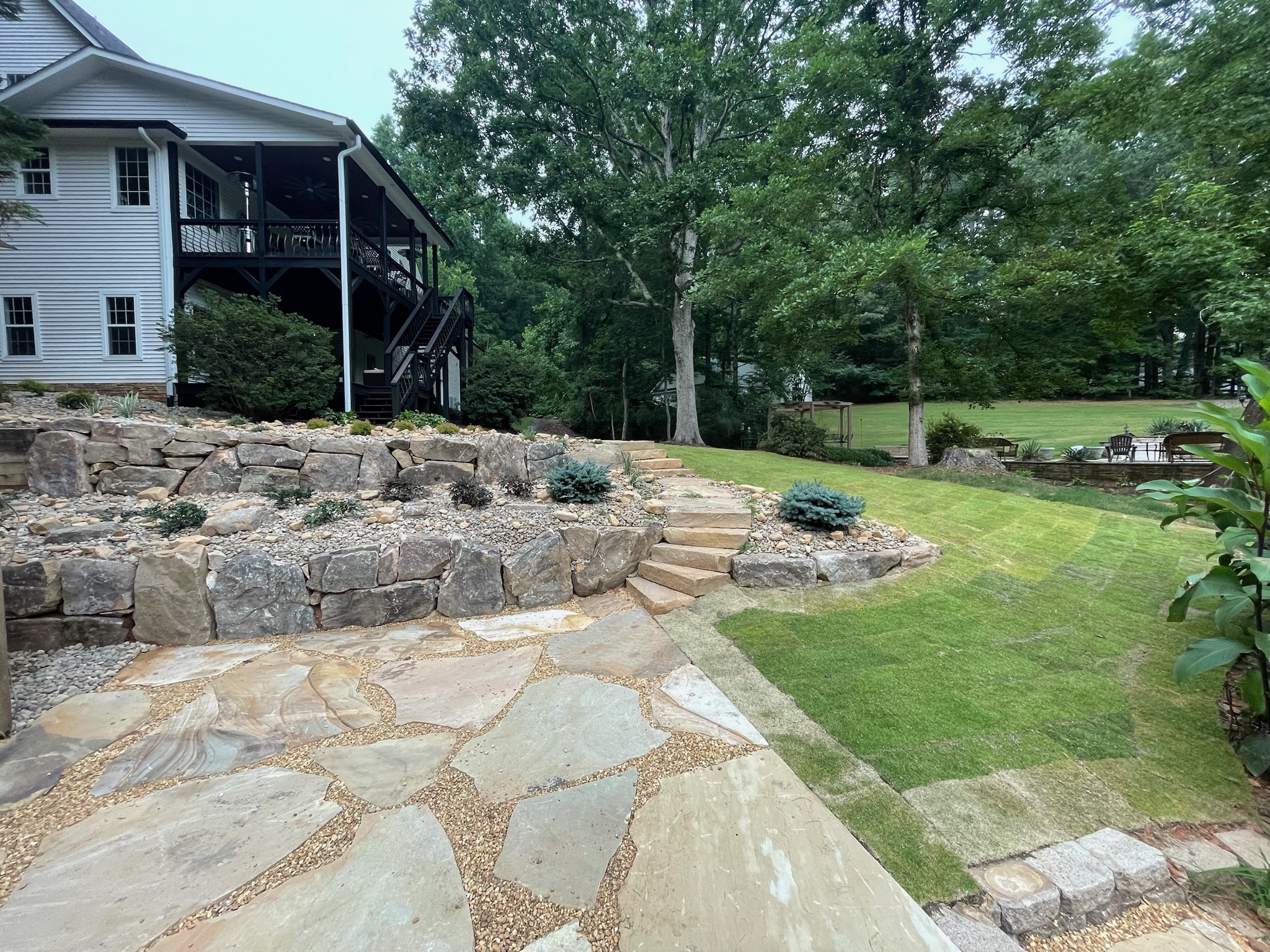 Example of stone water feature in GA done by Catalan Landscaping for specific service page